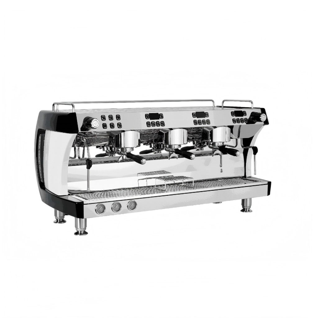 Maquina De Cafe Espresso Comercial Negra De 7.500W, Tres Cuerpos 220V/60HZ, Caldera De 16L, FR-MCE3301N3G Marca Freeze