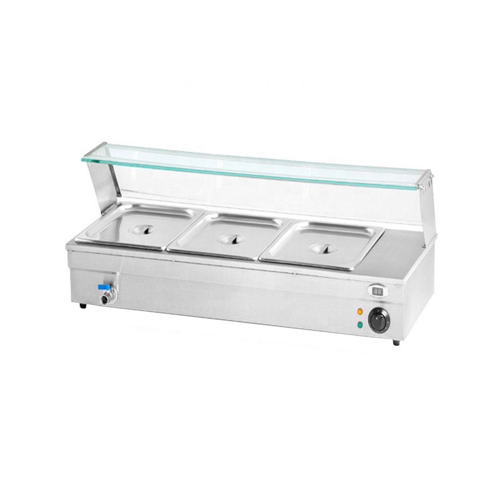 Baño Maria De 3 Bandejas, Capacidad: 13L, 1.500W, 110V/60HZ, Tamaño: 98.5X37X40CM Con Desague Y Control De Temp, Freeze