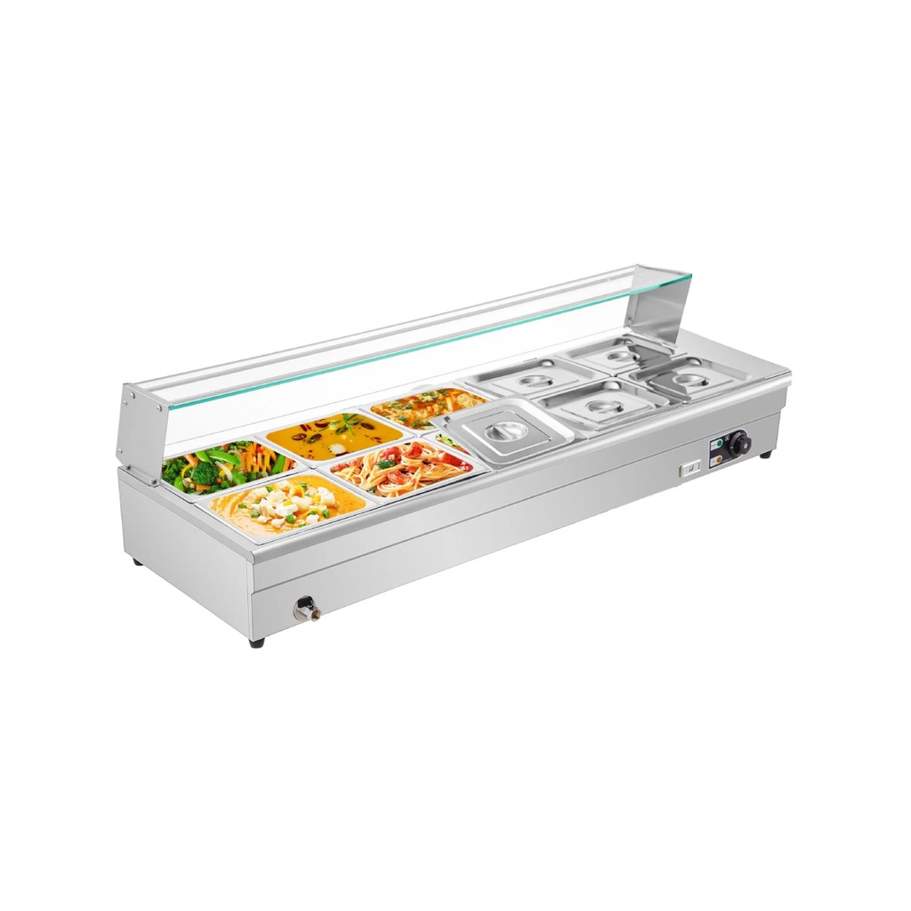 Baño Maria Electrico De 10 Bandejas Sobremesa Con Vidrio, 110V/60HZ, 1.800W, Tamaño: 180*58*40CM, Temp: 30-85°, Freeze WK07W11300H