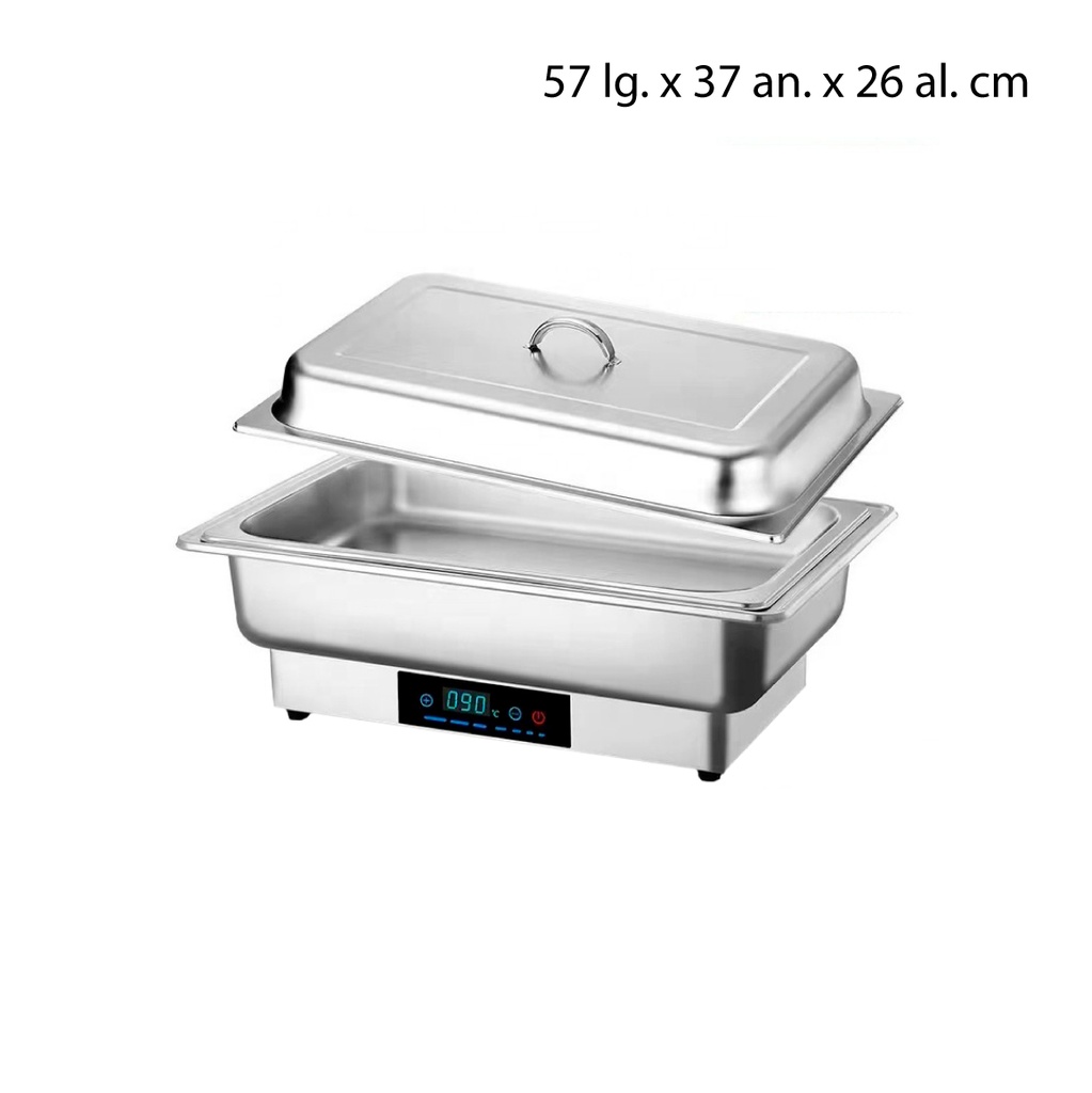 Chafing Dish Calentador De Comida, 110V/60HZ, Doble Compartimiento: 9L, Temp: 40-85°C, Marca Freeze