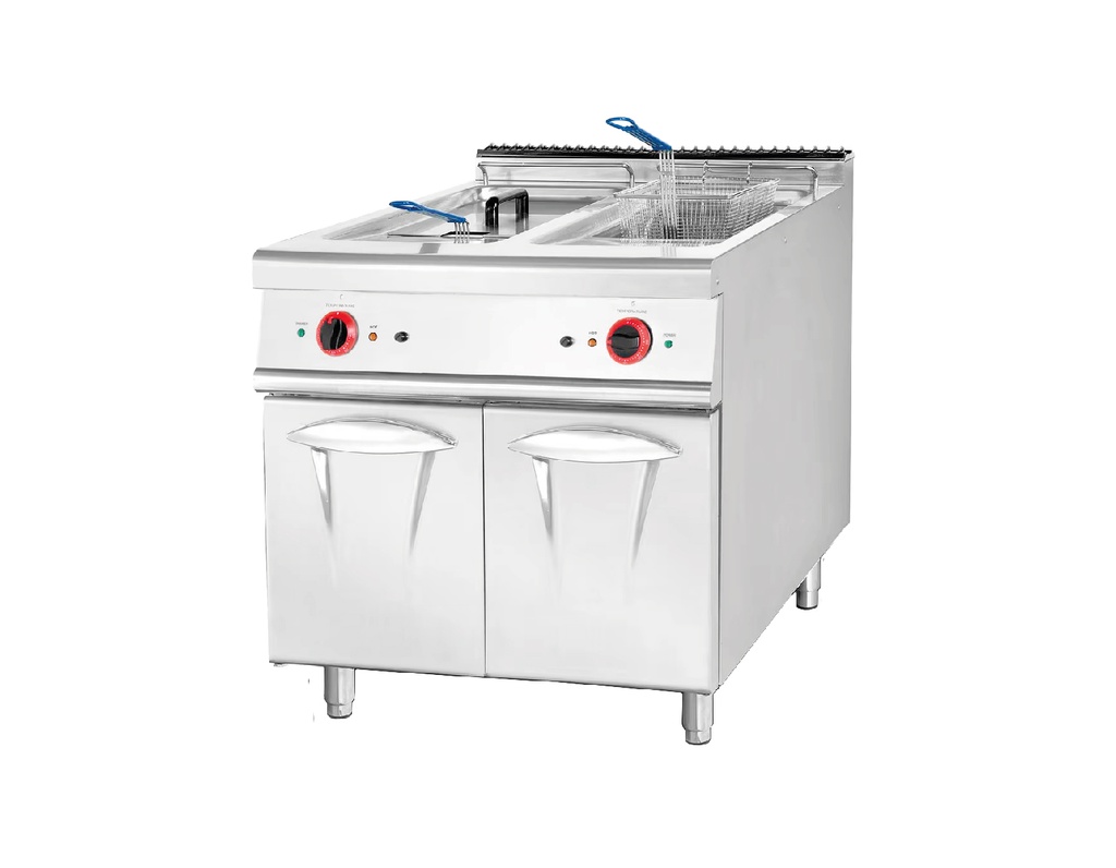 Freidora Electrica Doble De Pedestal De Acero Inoxidable 220V/3PH, Medidas: 80X80X112CM Marca Freeze