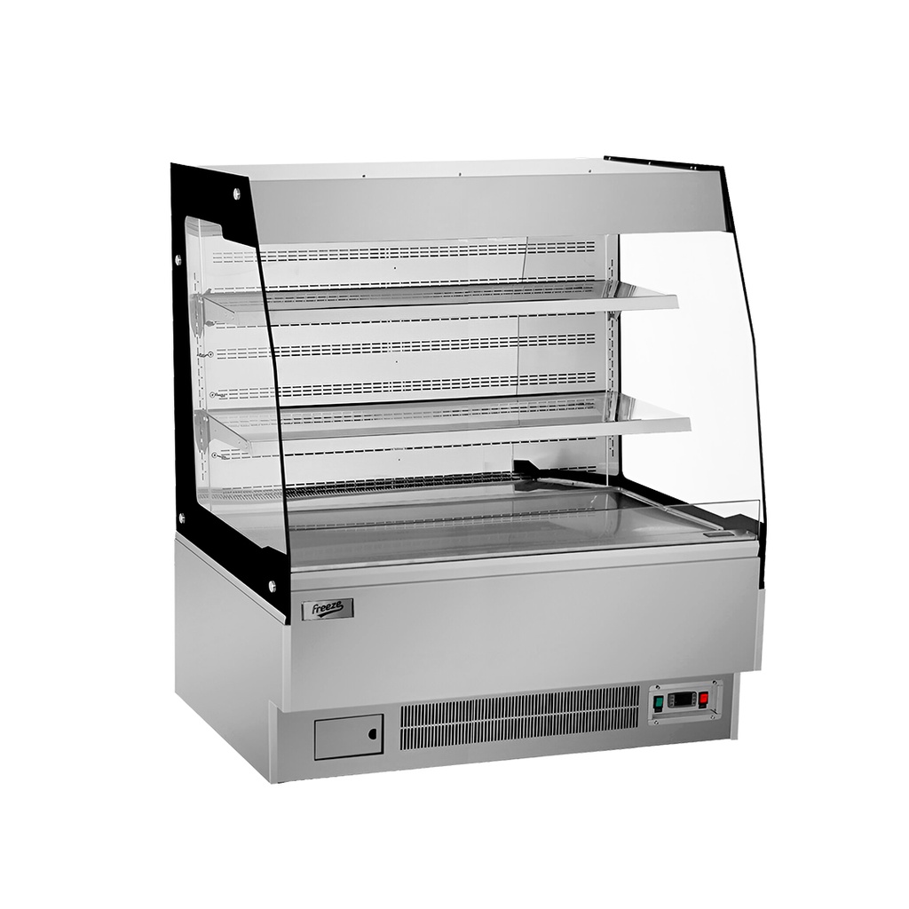 Vitrina Panoramica Pastelera Refrigerada, 1.2M Largo X 0.74M Fondo X 1.20M Alto, Temp: 3°C-10°C, 220V/60HZ FR-VEBF120CM