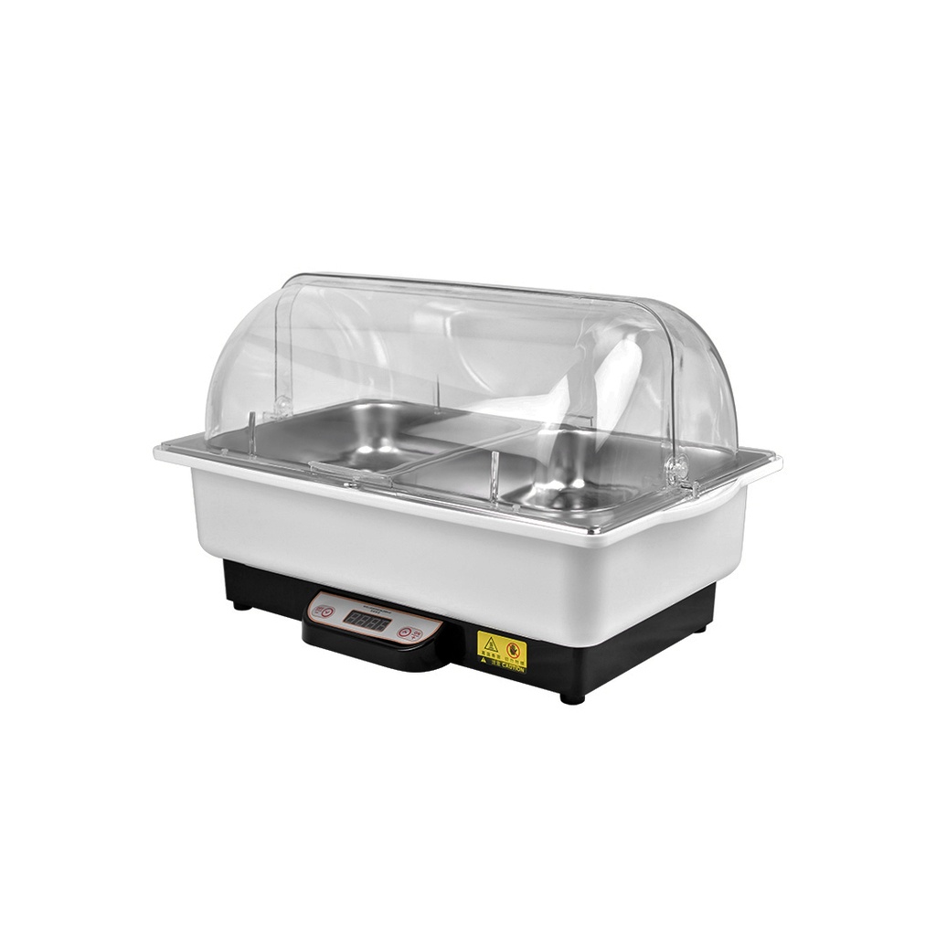 Calentador De Comida Electrico Tipo Buffet De Acero Inoxidable Con Tapa Enrollable, Capacidad: 9L,110V/60HZ,MARCA Freeze