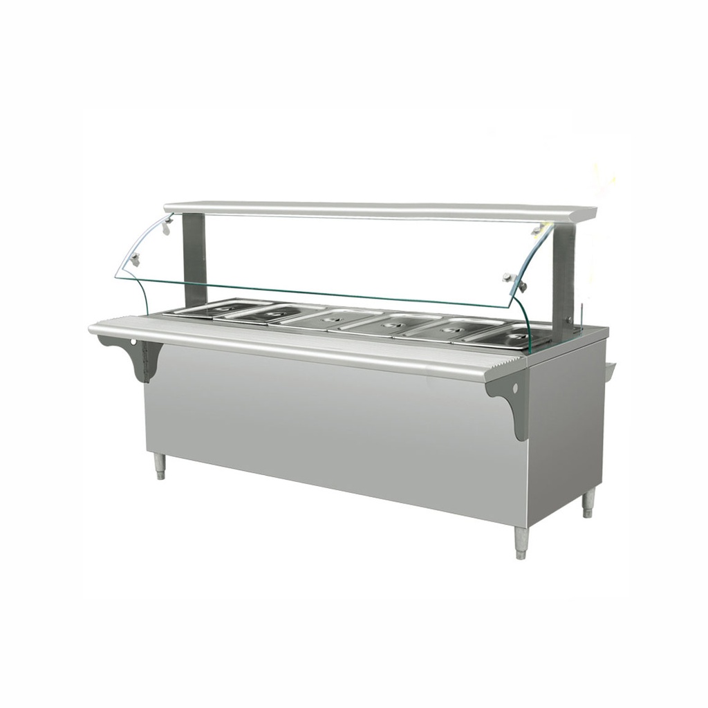 Carro Baño Maria,Calentador De Alimentos/Electrico/Acero INOXIDABLE,110V/60HZ,6 BANDEJAS,200X80X130CM, Mant.Temp 2-3 Hrs