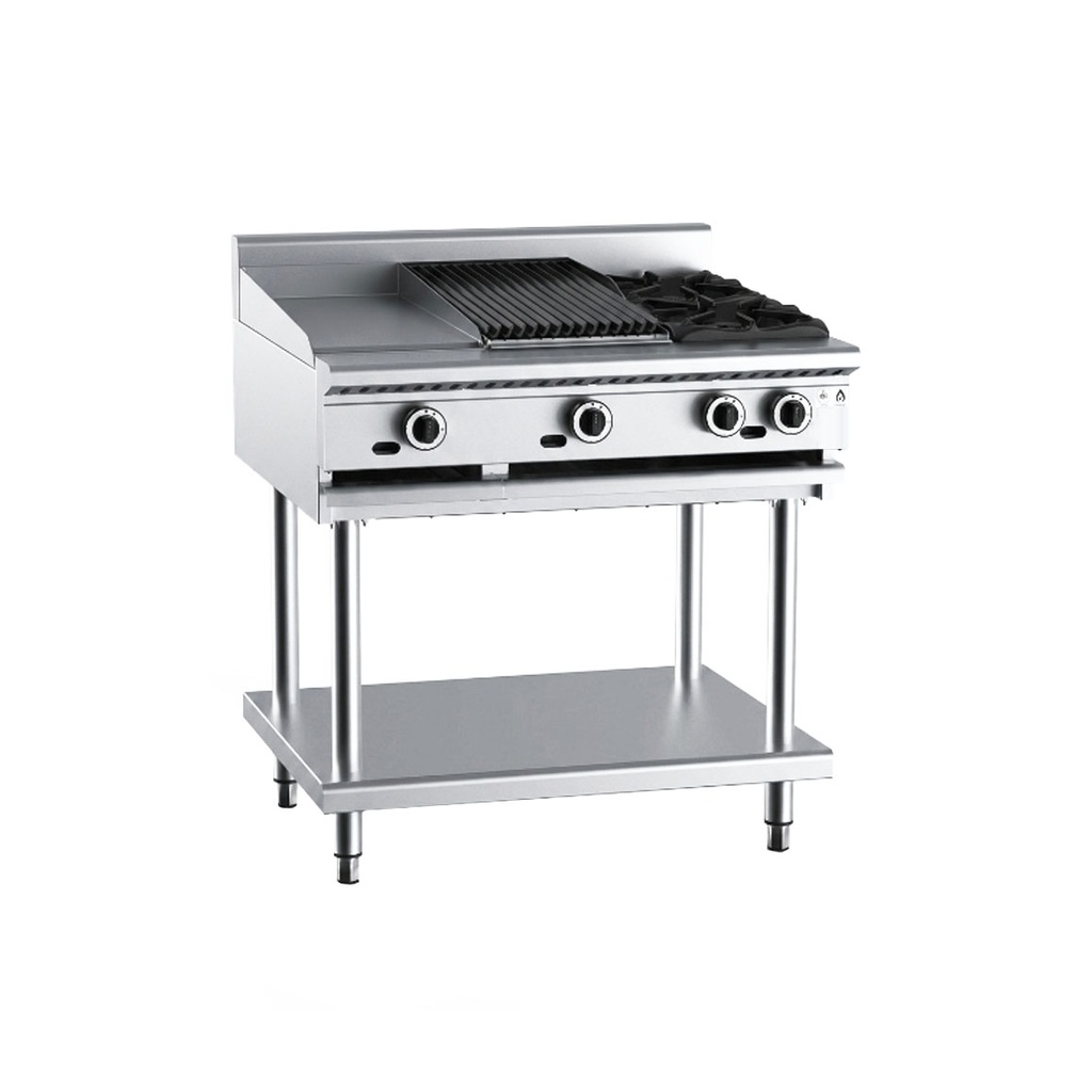 Cocina Multiple Industrial De Pedestal A GAS De Acero Inoxidable (3 En 1) Grill + Plancha, Marca Freeze