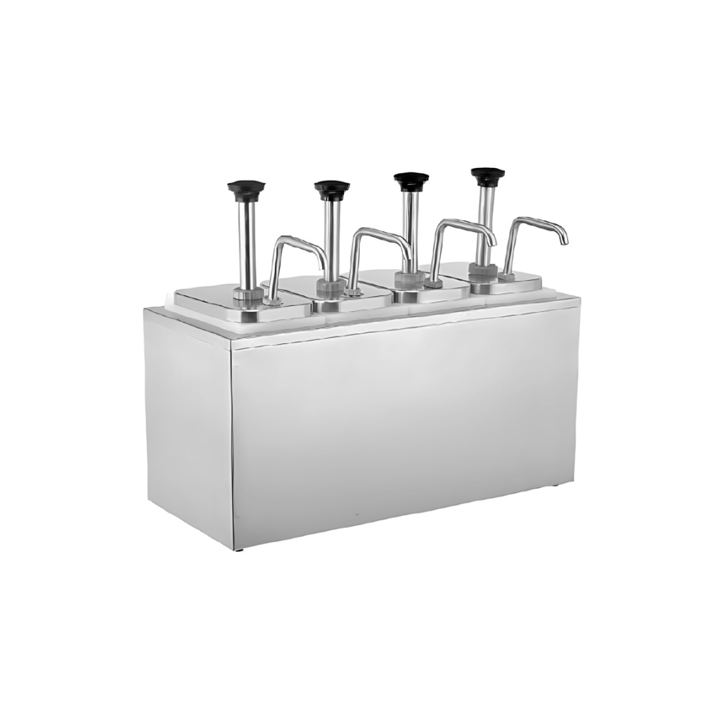 Dispensador De Salsas Manual De Acero Inoxidable, Capacidad: 4 Tanques De 4L C/U, Marca Freeze WK20A01103H