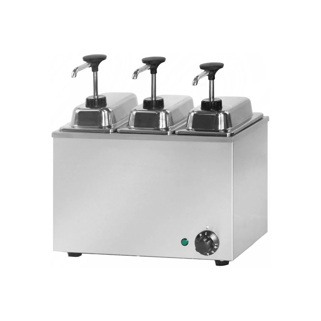 Dispensador Electrico Comercial Para Salsas Triple De Acero 110V/60HZ, Potencia: 300W, Marca Freeze