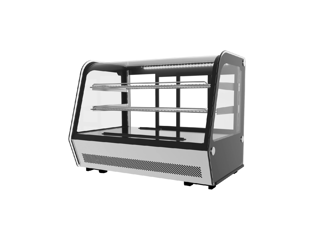 Exhibidor Curvo De Tortas Frias, Tamaño: 90X60X76CM, 110V/60HZ, Temp: 0 ~ 8° Marca Freeze