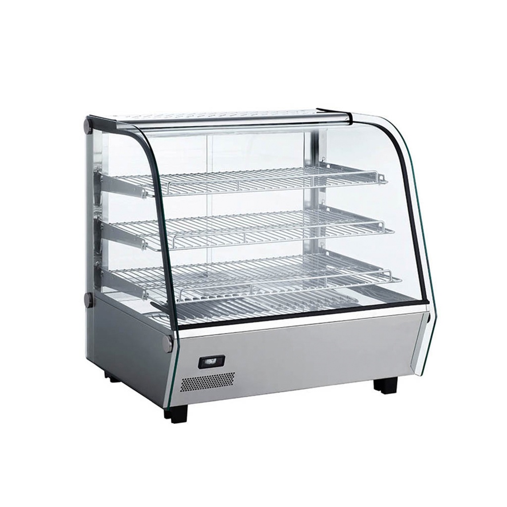 Exhibidor/Expositor/Vitrina De Sobremesa Caliente De Acero CURVO,110V/60HZ,MEDIDA:130CM,TEMP:30-90°C,FR-VECC130CM/FREEZE
