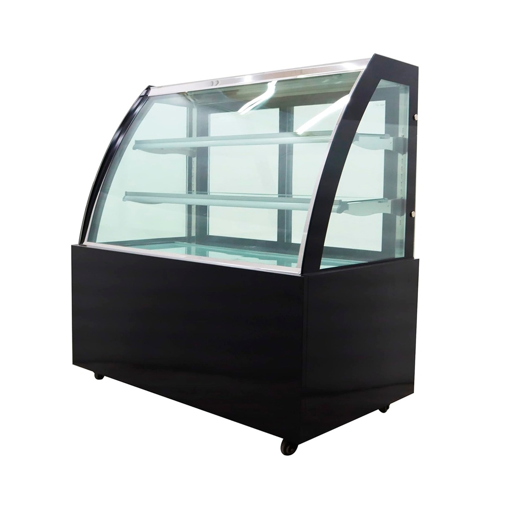 Exhibidor/Vitrina Curvo De Tortas Frias, 120CM Ancho X 120CM Largo, 110V/60HZ, Temp: 2 ~ 8C, De 3 Repisas, Marca Freeze