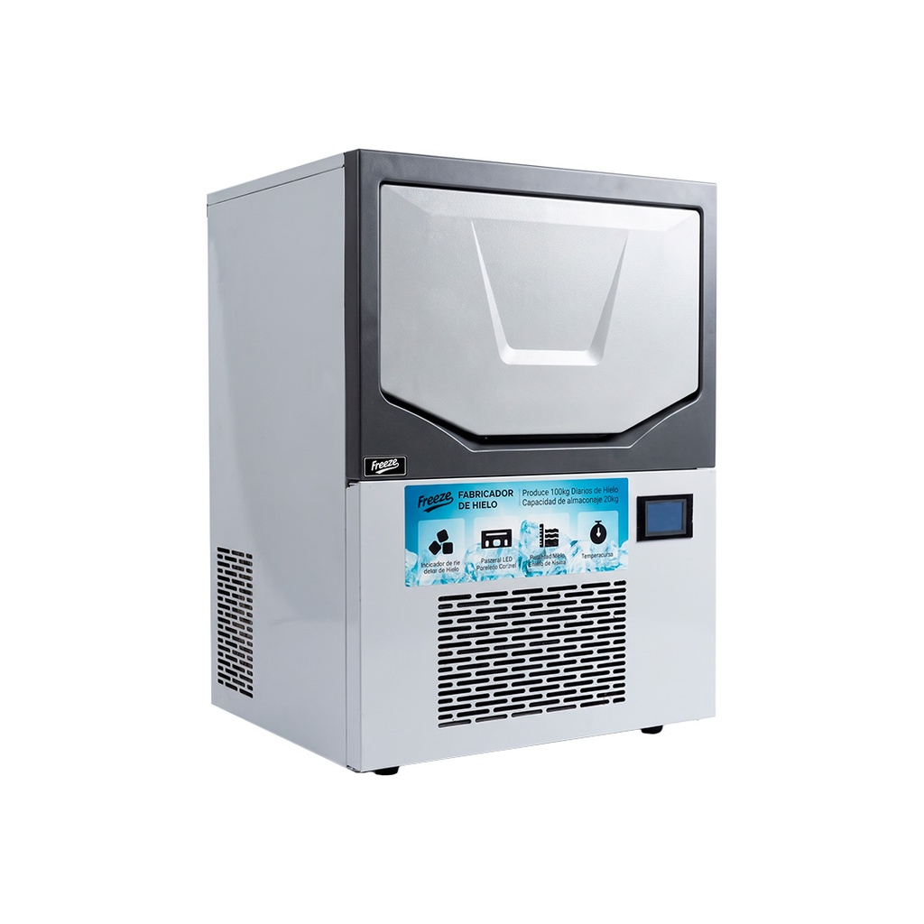 Fabricador De Hielo En Cuadritos/Gourmet Plateado, 110V/60HZ, Capacidad: 100KG/24H, Almacina= 20KG, FR-FHTG100KG Freeze