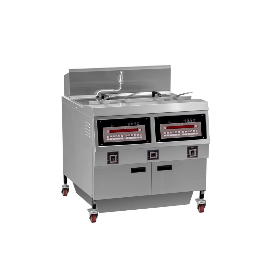 Freidora De Pollo Doble De Pedestal, 25LX2,110V/1PH/60HZ, C/Panel Programable Y Filtro De Aceite TEMP:50 A 200°C,FREEZE WK05A06100H