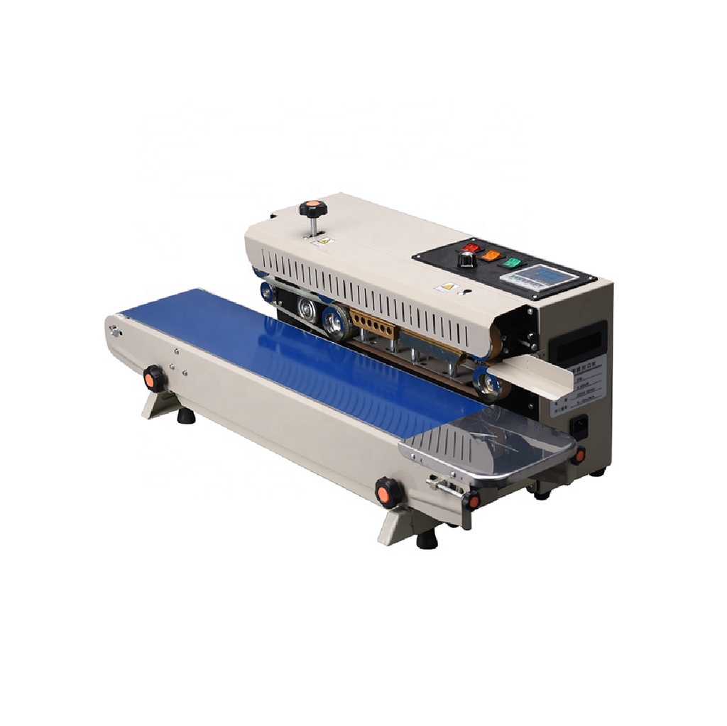 Maquina Selladora Continua 110V/60HZ, 600W, Rango Temperatura: 0-300°, Velocidad Sellado: 0-12M/MIN, Ancho Sellado: 6-12