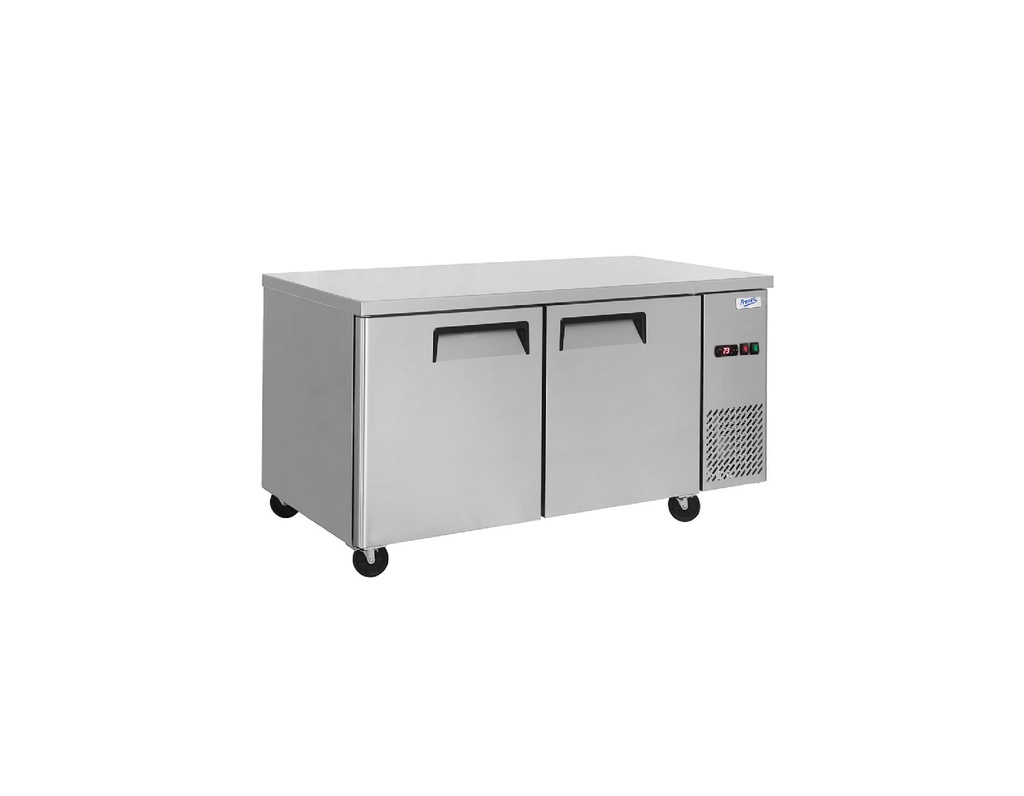 Mesa Refrigerada De Acero Inoxidable, 2 Puertas Solidas Con Luz Led 110V/60HZ, Enfriamiento 0C~ 8C Fre-3ds 150*76*80CM
