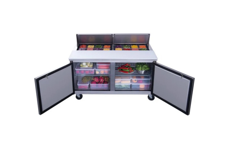 Mesa Refrigerada De Preparacion De Ensaladas De 2 Puertas:Acero Inoxidable, Dimensiones 153X82X117CM FR-ME145CM2P Freeze 100000275F