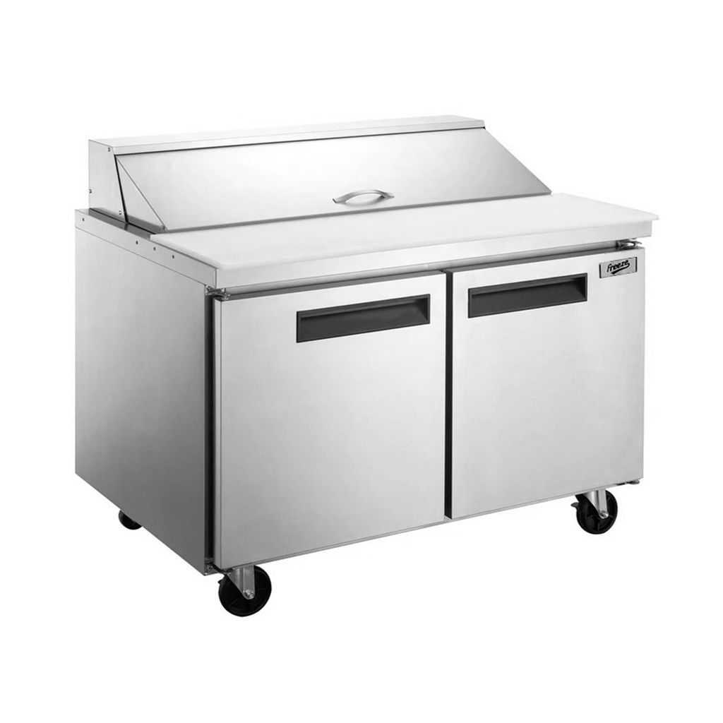 Mesa Refrigerada Para Preparacion De Ensaladas 2 Puertas En Acero Inoxidable, Tamaño: 152CM FR-MRE2P60M Marca Freeze