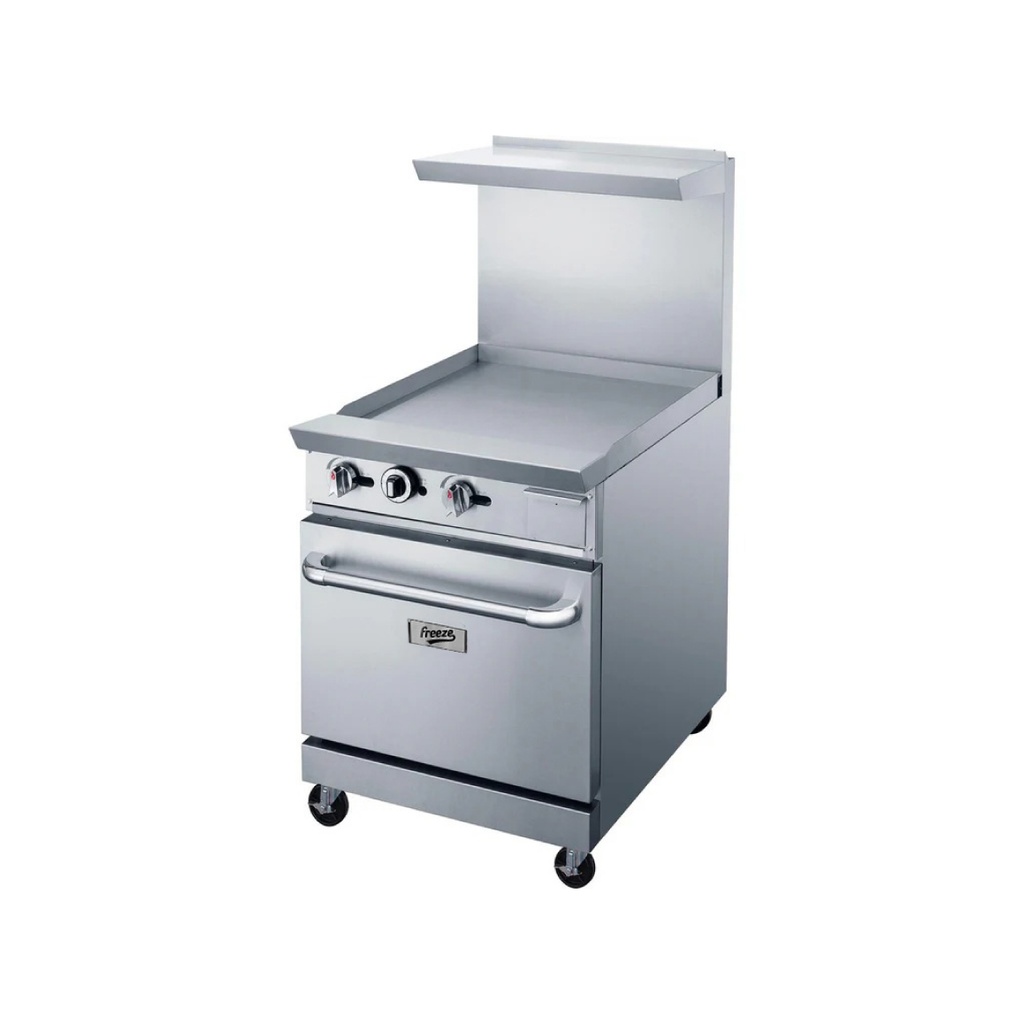 Plancha Industrial A GAS De Acero Inoxidable, Con Horno Y Repisa, Tamaño: 61CM, FR-PAIGP60CM Marca Freeze 100000306F