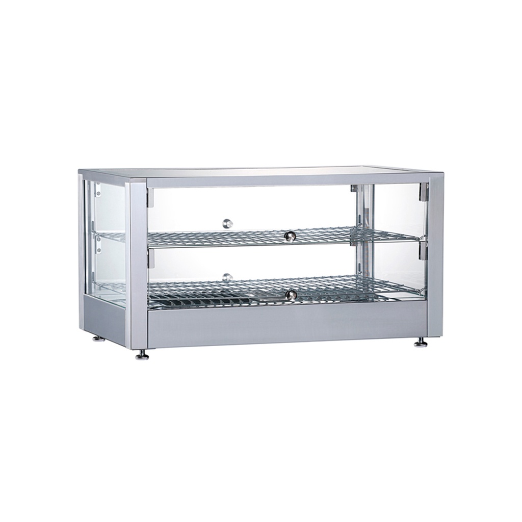 Vitrina/Expositor Arepero De Sobremesa Vidrio Cuadrado De 2 Repisas, 110V/60HZ, Temp: 30-90°C, FR-CECVR80L56CM Freeze