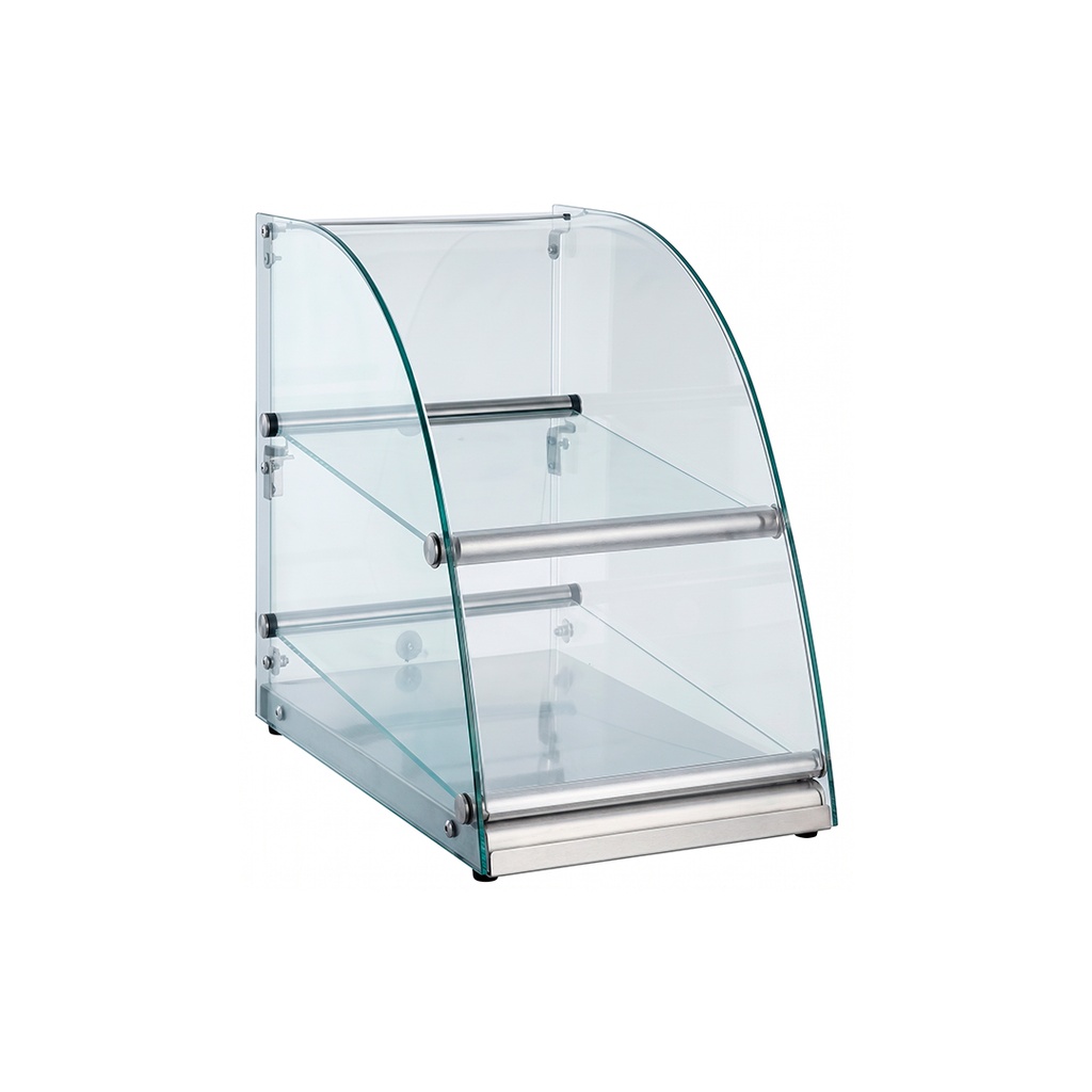 Vitrina/Mostrador/Exhibidor De Vidrio Templado Curvo, Temperatura AMBIENTE,2 REPISAS,35X60X52CM,FR-EA65CM Freeze 1000000638F