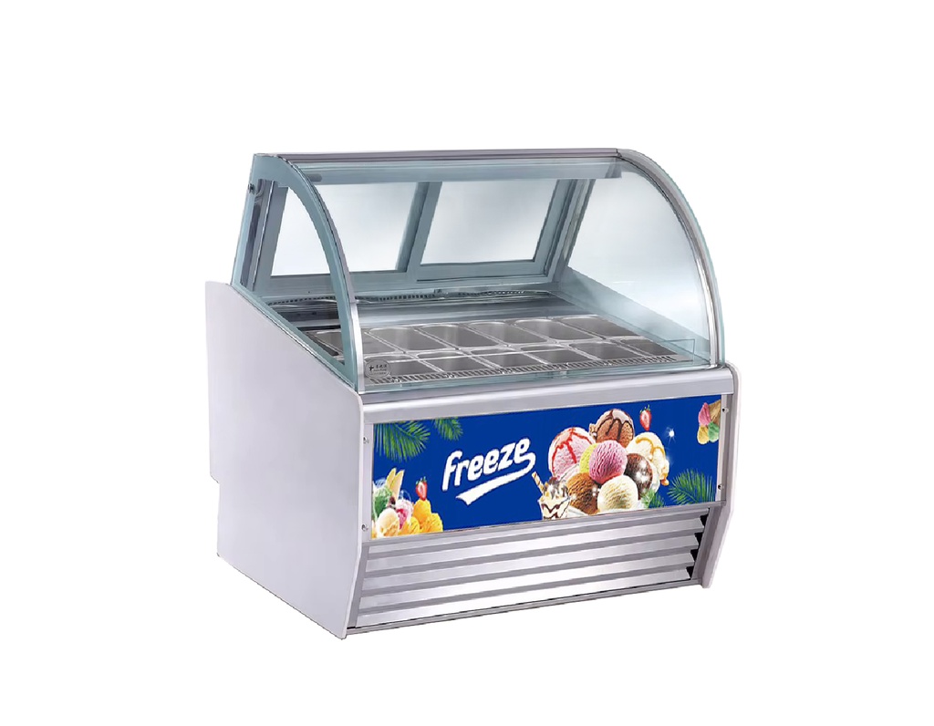 Exhibidor De Helados De 12 Tolvas, Con Compresor Danfoss 220V/60HZ, Temp: -22C, Tamaño: 120*105*120CM FRHE-1200 Freeze