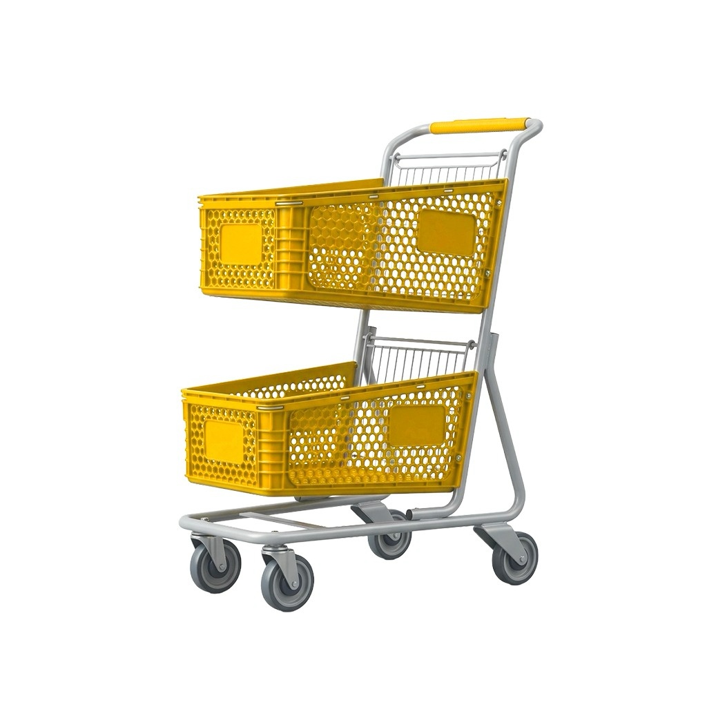 Carro De Supermercado Duplex De 90L Color Amarillo (750*500*1050MM) 100000554F