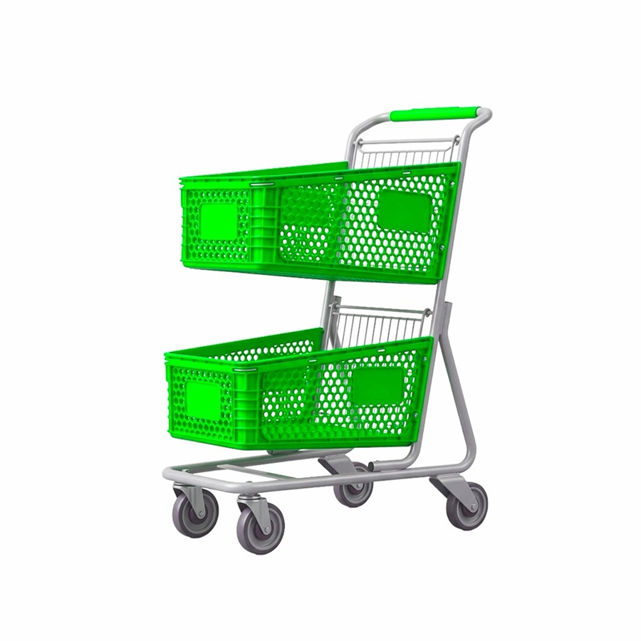Carro De Supermercado Duplex De 90L Color Verde (750*500*1050MM) 100000551F