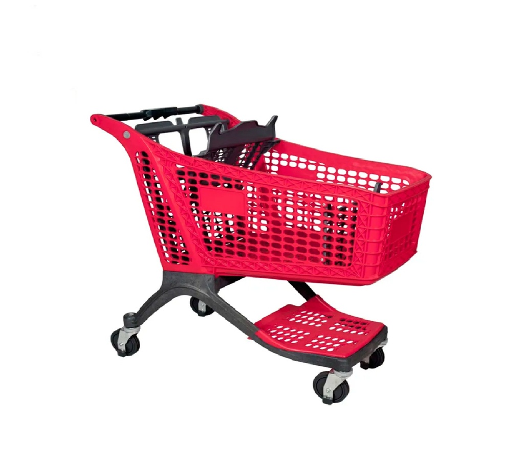 Carro De Supermercado Plastico Premium De 130L Color Rojo (1000*575*1020MM) FR-WHP130RED