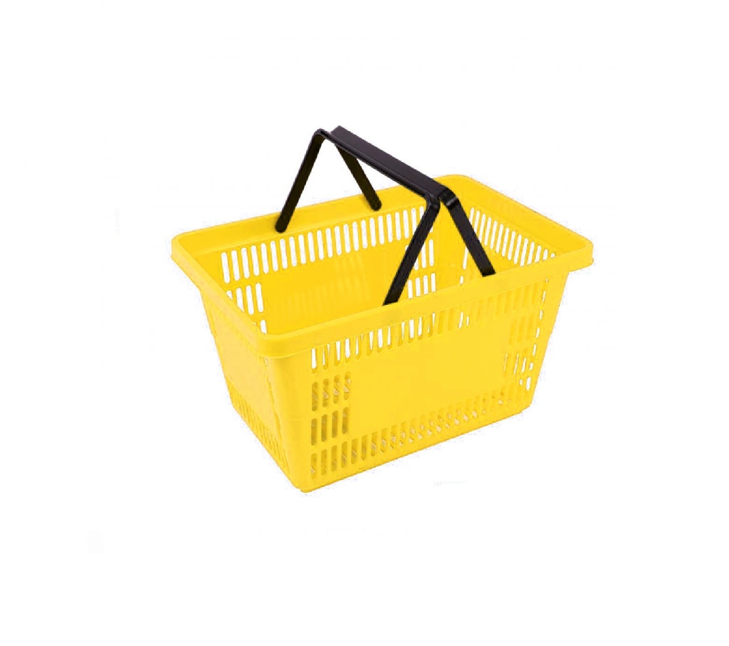 Cesta De Mano Para Supermercado (Autoservicio) Plastica De 28 Litros Amarilla