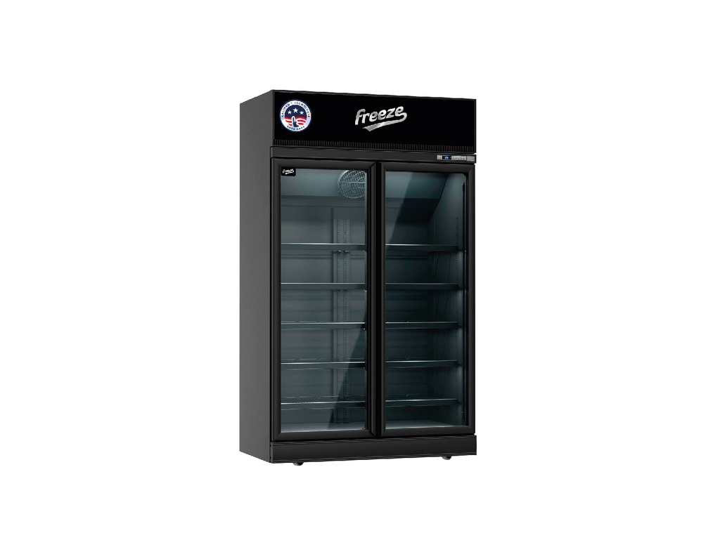 Congelador Exhibidor Vertical Negro (Premium) 1.006L, -22°C~8°C 220V/60HZ, 2 Puertas, FR-1006 Marca Freeze 100000224F
