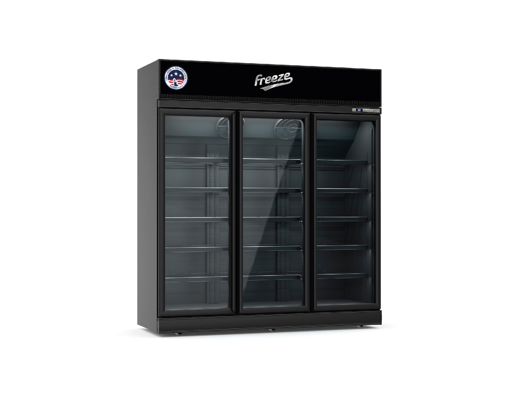 Congelador Exhibidor Vertical Negro (Premium) 1.563L, -22°C~8°C FR-1563 220V/60HZ, 3 Puertas Marca Freeze 100000219F