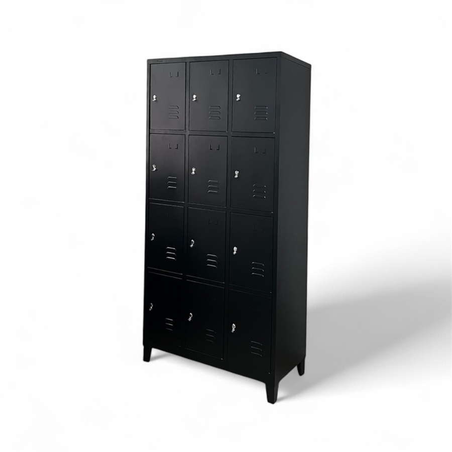 Locker Casillero Metálico De 12 Comportamientos Ideal Para Supermercado Color Negro (1800XW900XD390MM)