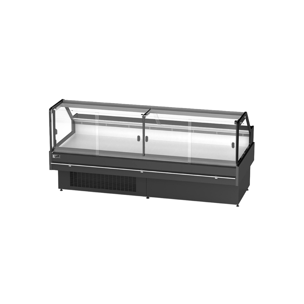 Mostrador Charcutero/Carnicero, Vidrio Recto (Alta Gama), Medidas: 2.5MLARGO*118CMFONDO*1.23MALTO, 220V/60HZ, FR-MC2.5M