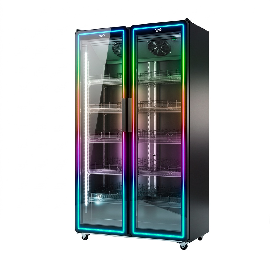 Nevera Exhibidora/visicooler Negro 770L, 0°C~10°C 110V/60HZ, Nuevo Diseño/estantes Organizadores FR-NEVPAG770L2PED LED 100000803F