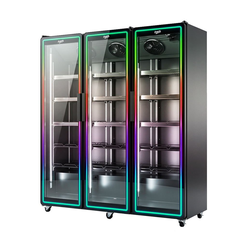 Nevera Exhibidora/visicooler Panoramico Negro 1200L, 0°C~10°C 110V/60HZ, Nuevo Diseño FR-NEVPAG1200L3P (3 Puertas LED) 100000804F