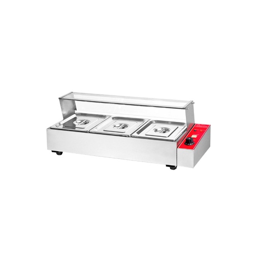 [WK07W08400H] Baño Maria Sobremesa Con Vidrio De 3 Bandejas, 110V/60HZ, Potencia: 1.500W, Tamaño: 92X35X34CM, Marca Freeze