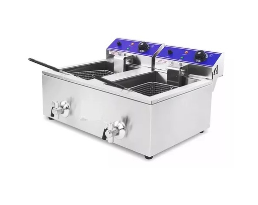 [WK01W01500H] Freidora Electrica Industrial Doble 10L+10L 110V/3000WX2 Marca Freeze