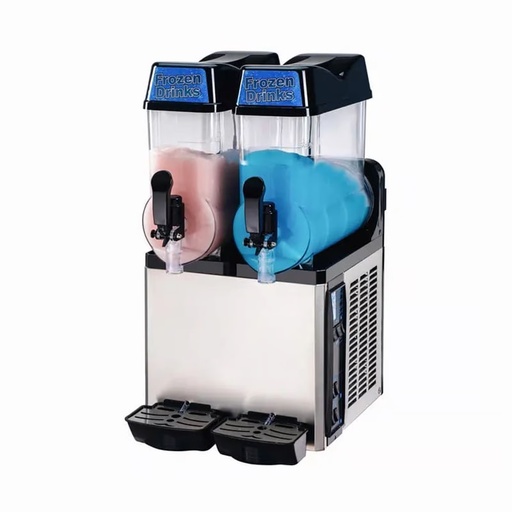 [100000122F] Maquina Granizadora Industrial Con 2 Tanques De 12LTS, 110V/60HZ Con Luz LED Y Compresor Embraco, FRG-12L×2 Marca Freeze