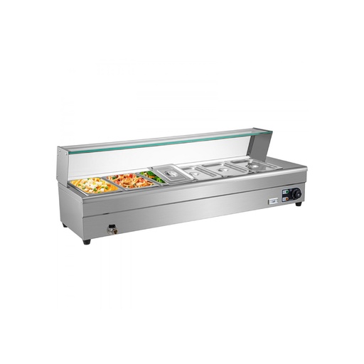 [WK07W11100H] Baño Maria Electrico De 6 Bandejas Sobremesa Con Vidrio, 110V/60HZ, 1.500W, Tamaño: 115*58*40CM, Temp: 30-85°, Freeze