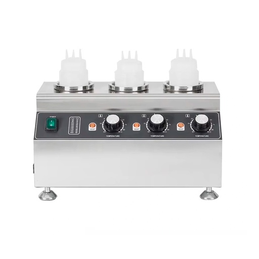 Calentador de salsas eléctrico comercial de acero inoxidable para 3 pzas