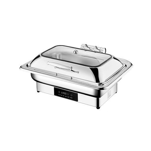 [WK15A04400H] Chafing Dish De Acero Inoxidable Redondo/Calentador De Comida Electrico, Doble Compartimiento, 110V/60HZ, 60X44X23CM