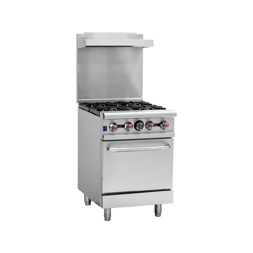 Cocina industrial a gas con tope de 4 hornillas + horno