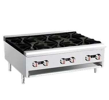 Cocina Industrial De Tope 6 Hornillas A GAS De Acero, Dimension: 91*77*34CM Marca Freeze WK01W03800H