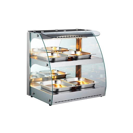 [1000000646F] Exhibidor/Expositor/Vitrina De Sobremesa Caliente De 2 Repisas, 110V/60HZ, Medida: 62CM,TEMP:30-85°C,FR-VEC62CM2E Freeze