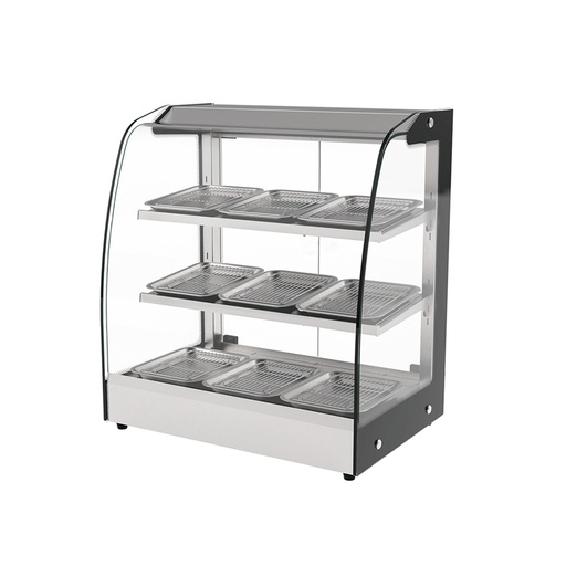 [1000000648F] Exhibidor/Expositor/Vitrina De Sobremesa Caliente De 3 Repisas, 110V/60HZ, 65CM,TEMP: 30-85°C, FR-VEC65CM3E Freeze
