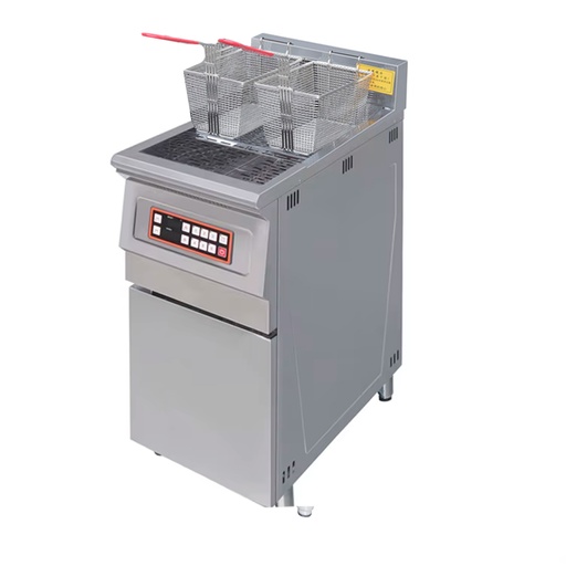 Freidora eléctrica industrial de acero de 2 cestas de pedestal