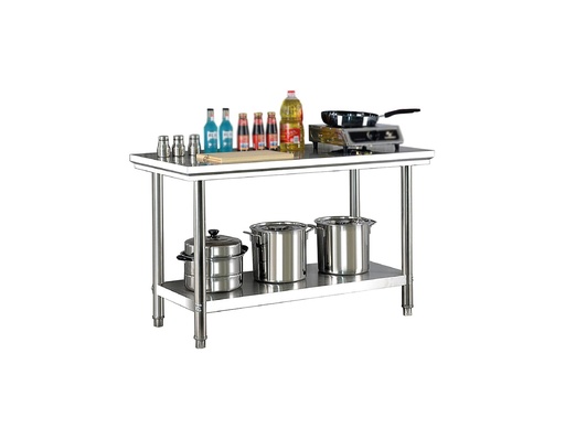 Mesa de acero inoxidable central con entrepaño 150*70*90 cm al 304