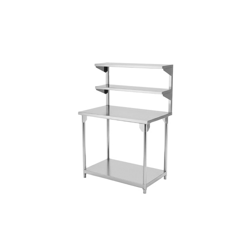 Mesa de trabajo de acero inoxidable con 2 repisas