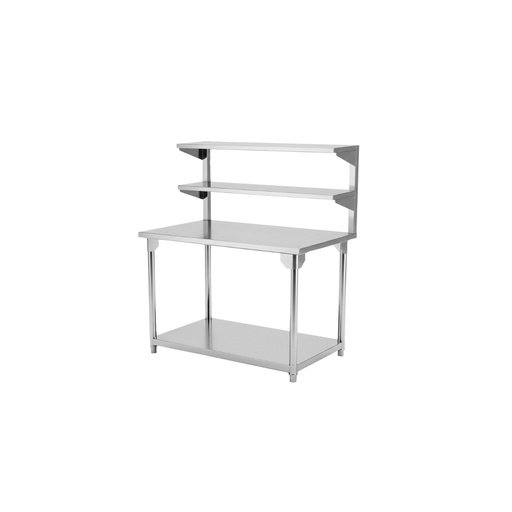 Mesa de trabajo de acero inoxidable con 2 repisas