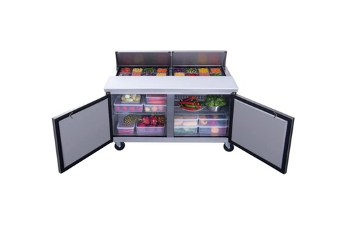 Mesa Refrigerada De Preparacion De Ensaladas De 2 Puertas:Acero Inoxidable, Dimensiones 153X82X117CM FR-ME145CM2P Freeze 100000275F