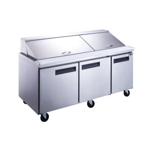 Mesa refrigerada para preparacion de ensaladas 3 puertas en acero inoxidable